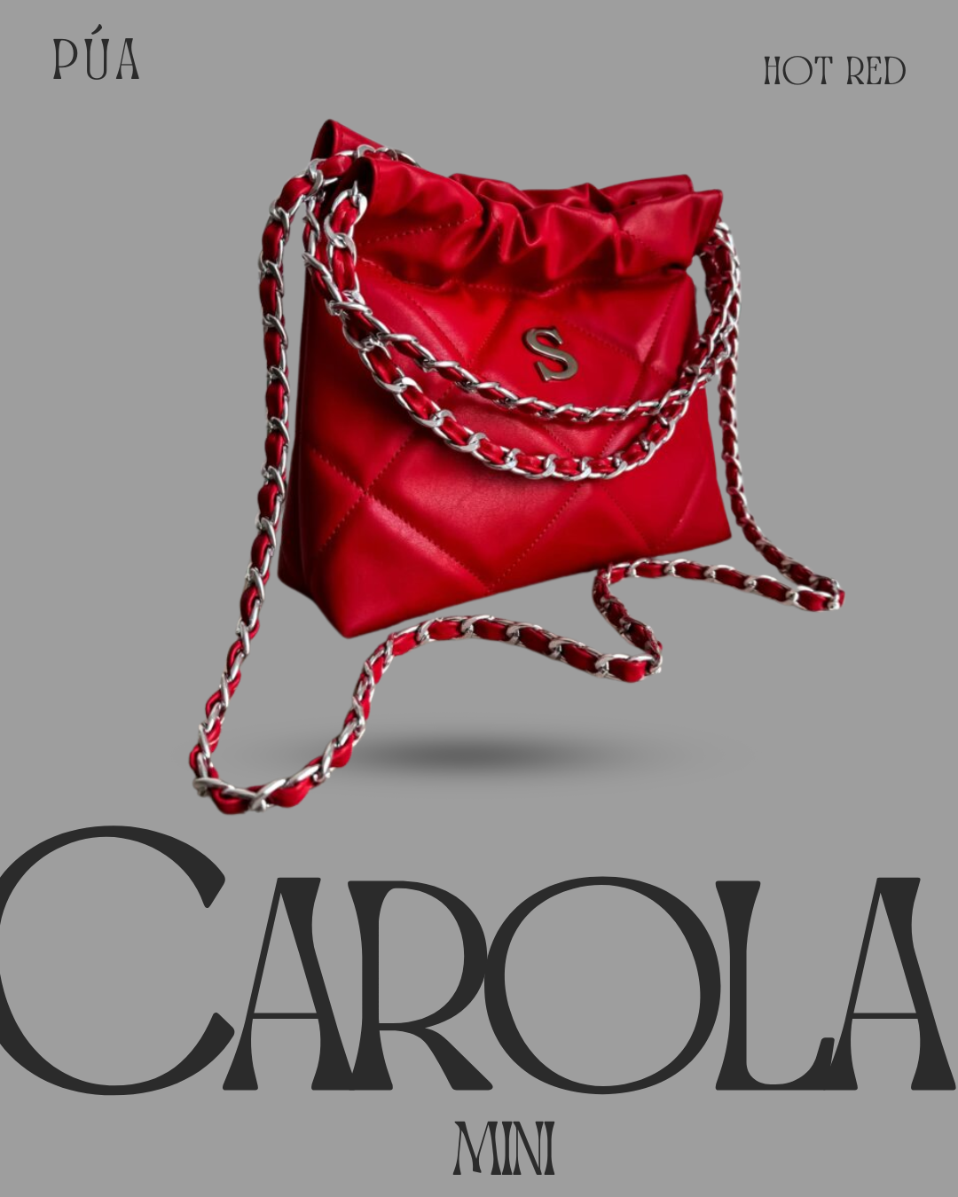 Carola Mini Hot Red - Cadena Plata