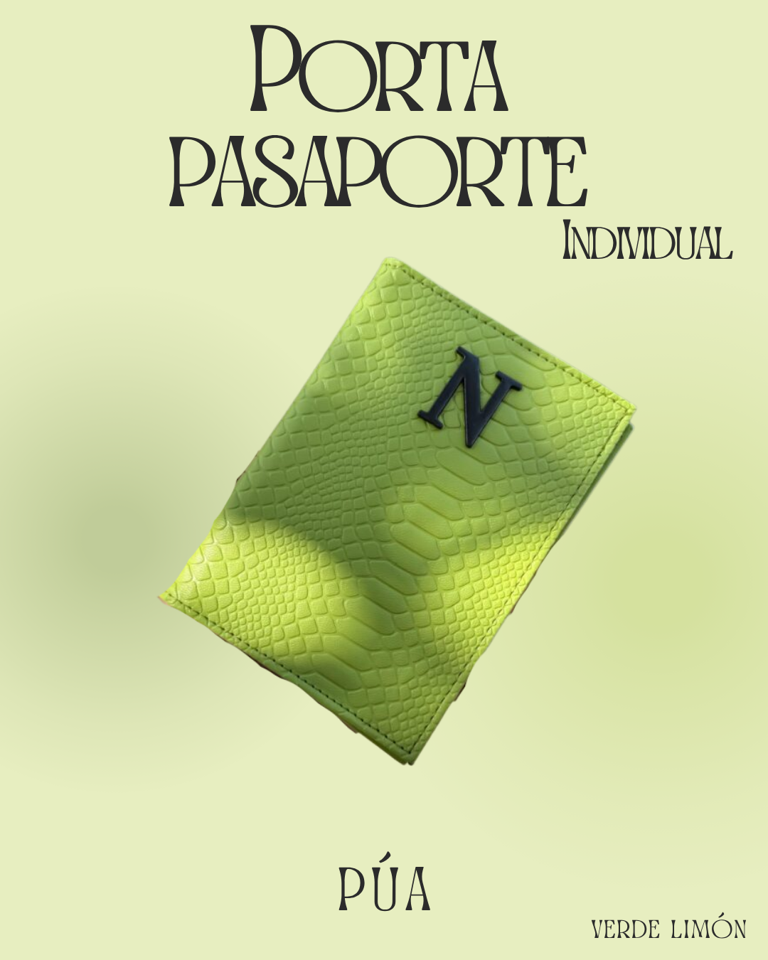 Porta Pasaporte Individual Verde Limón