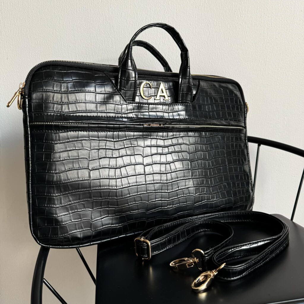 Porta Laptop Croco Negro