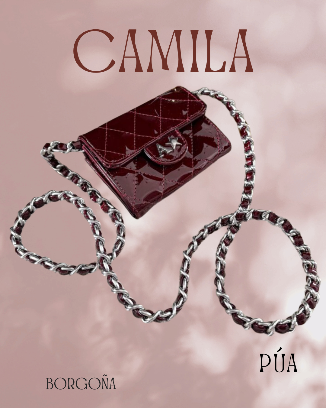 Camila Borgoña Charol - Cadena Plata
