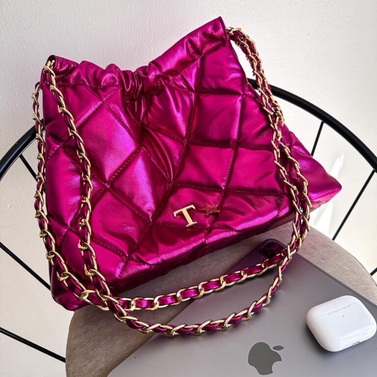 Carola Fucsia Metálico - Cadena Oro