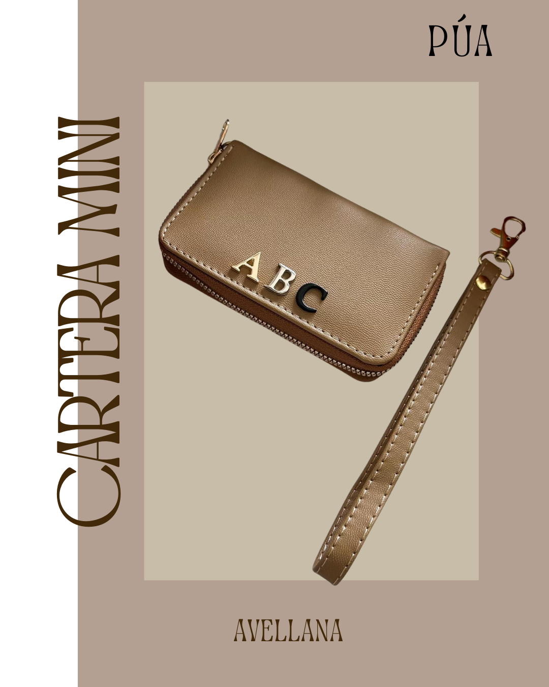 Cartera Mini Avellana Herraje Oro