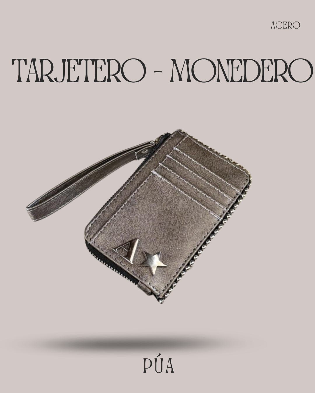Tarjetero-Monedero Acero