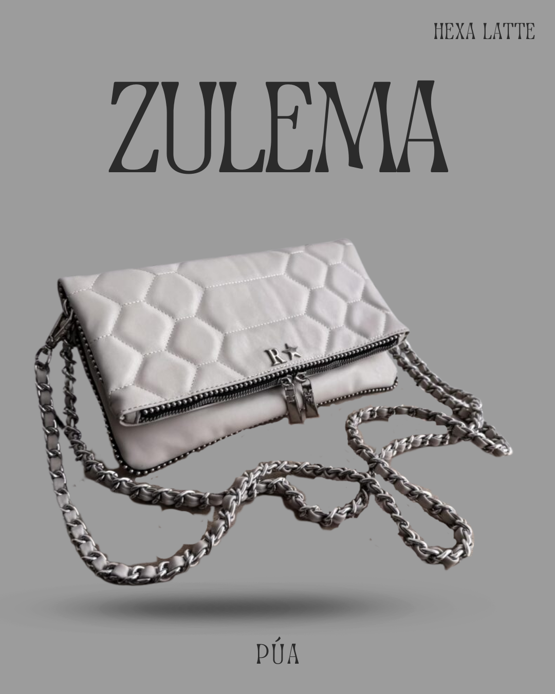 Zulema Hexa Latte - Herrajes Plata + Filo De puntos
