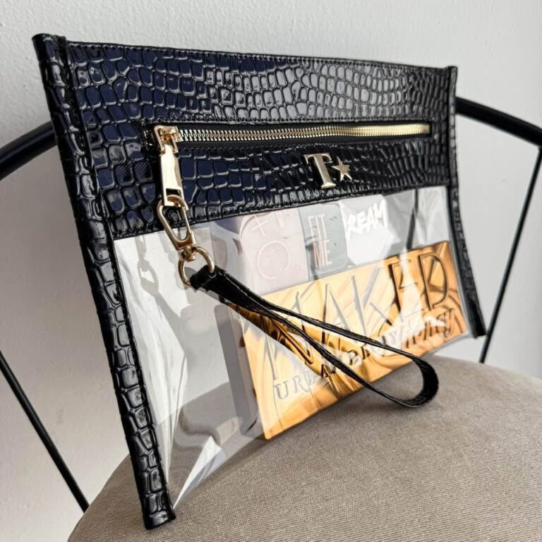 Cosmetiquera Transparente - Python Charol Black