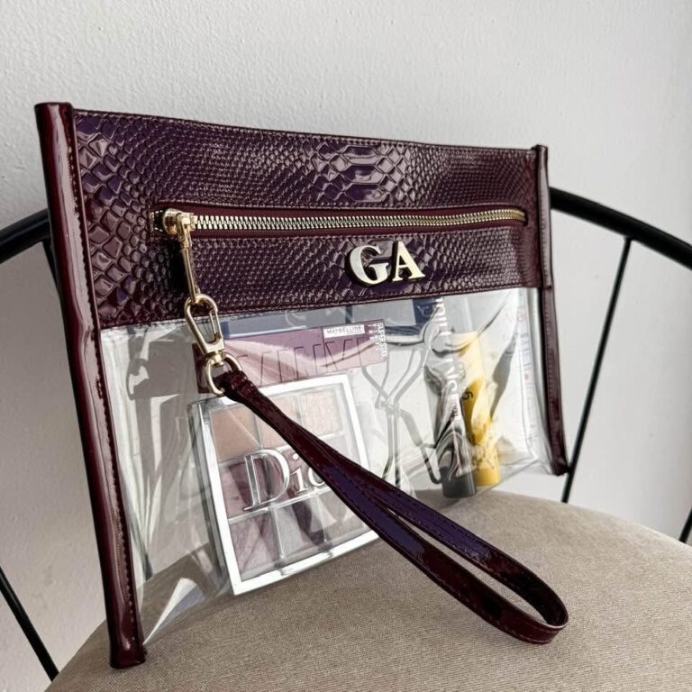 Cosmetiquera Transparente - Python Burgundy