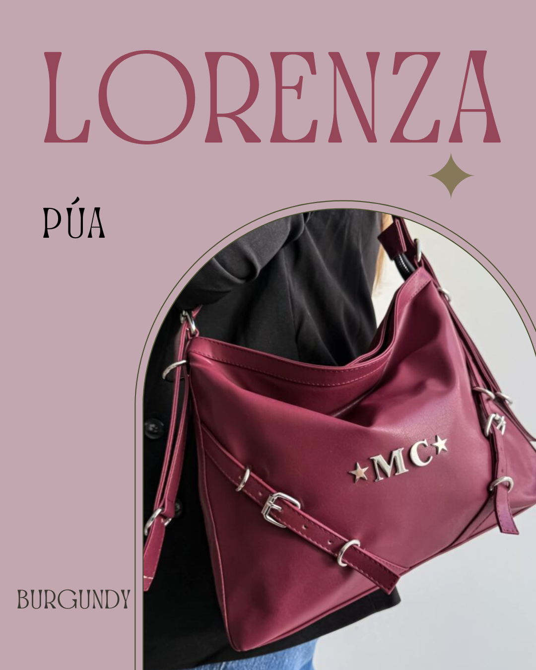 Lorenza Burgundy - Herrajes Plata