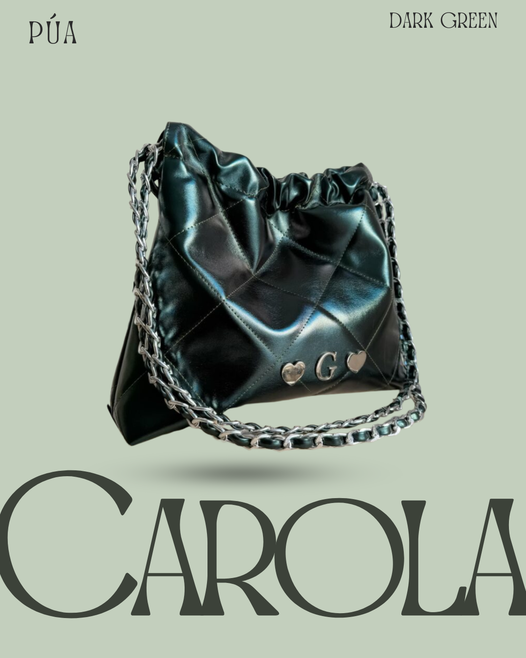 Carola Dark Green - Cadena Plata