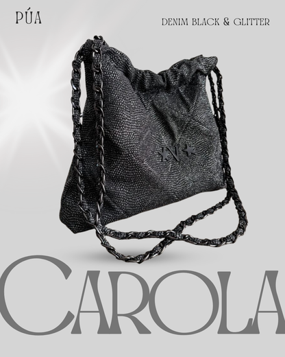 Carola Denim Black Glitter - Cadena Negra
