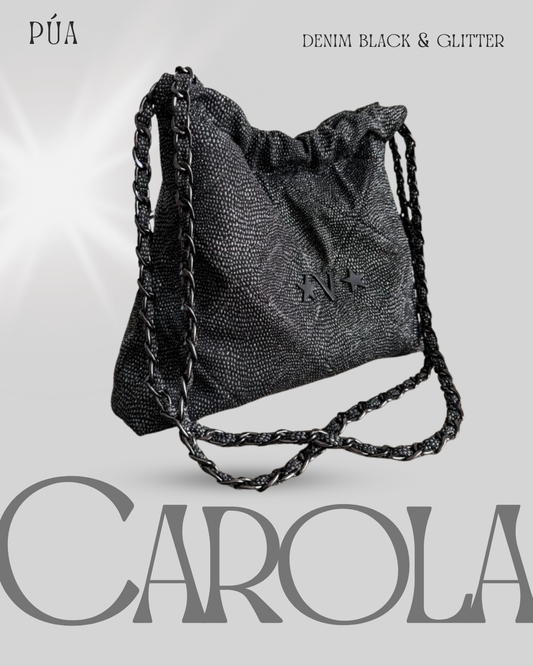 Carola Denim Black Glitter - Cadena Negra