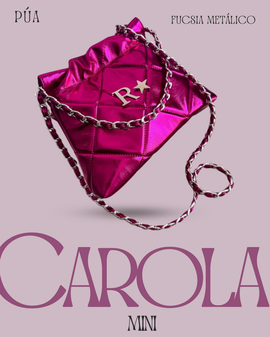 Carola Mini Fucsia Metálico - Cadena Plata