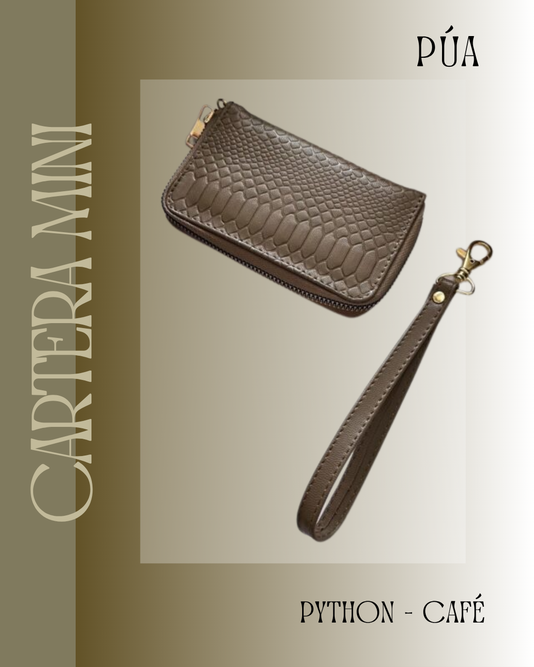 Cartera Mini Python Café Herraje Oro