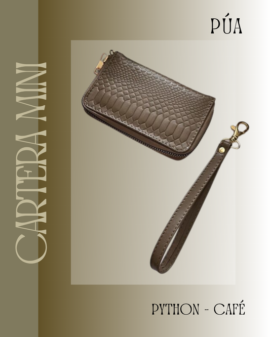 Cartera Mini Python Café Herraje Oro