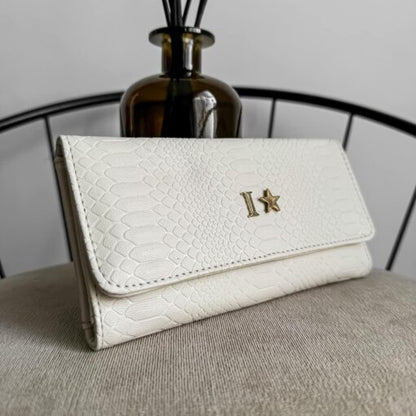 Cartera Python Crema