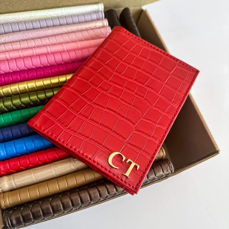 Porta pasaporte Individual Croco Rojo
