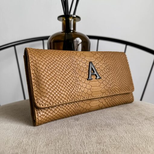 Cartera Python Camello