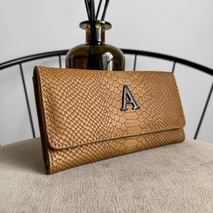 Cartera Python Camello