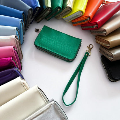 Cartera Mini Python Esmeralda Herraje Oro