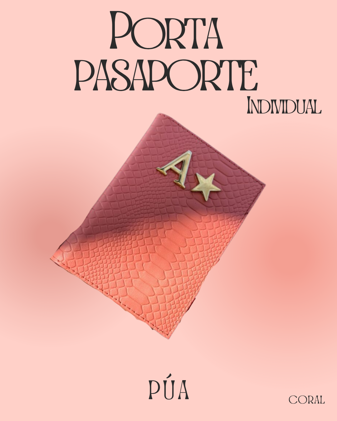 Porta pasaporte Individual Coral