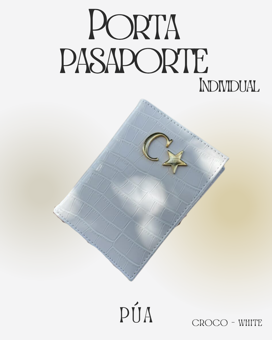 Porta pasaporte Individual Croco White