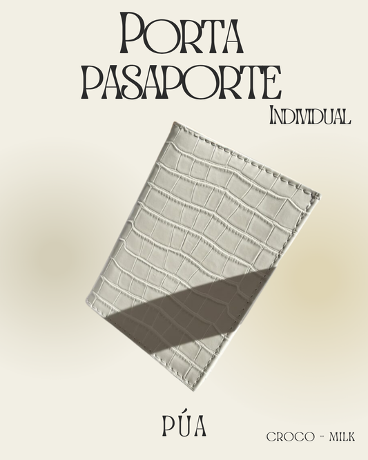 Porta pasaporte Individual Croco Milk