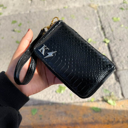 Cartera Mini Python Black Herraje Oro
