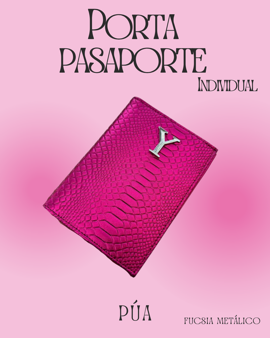 Porta pasaporte Individual Fucsia Metálico