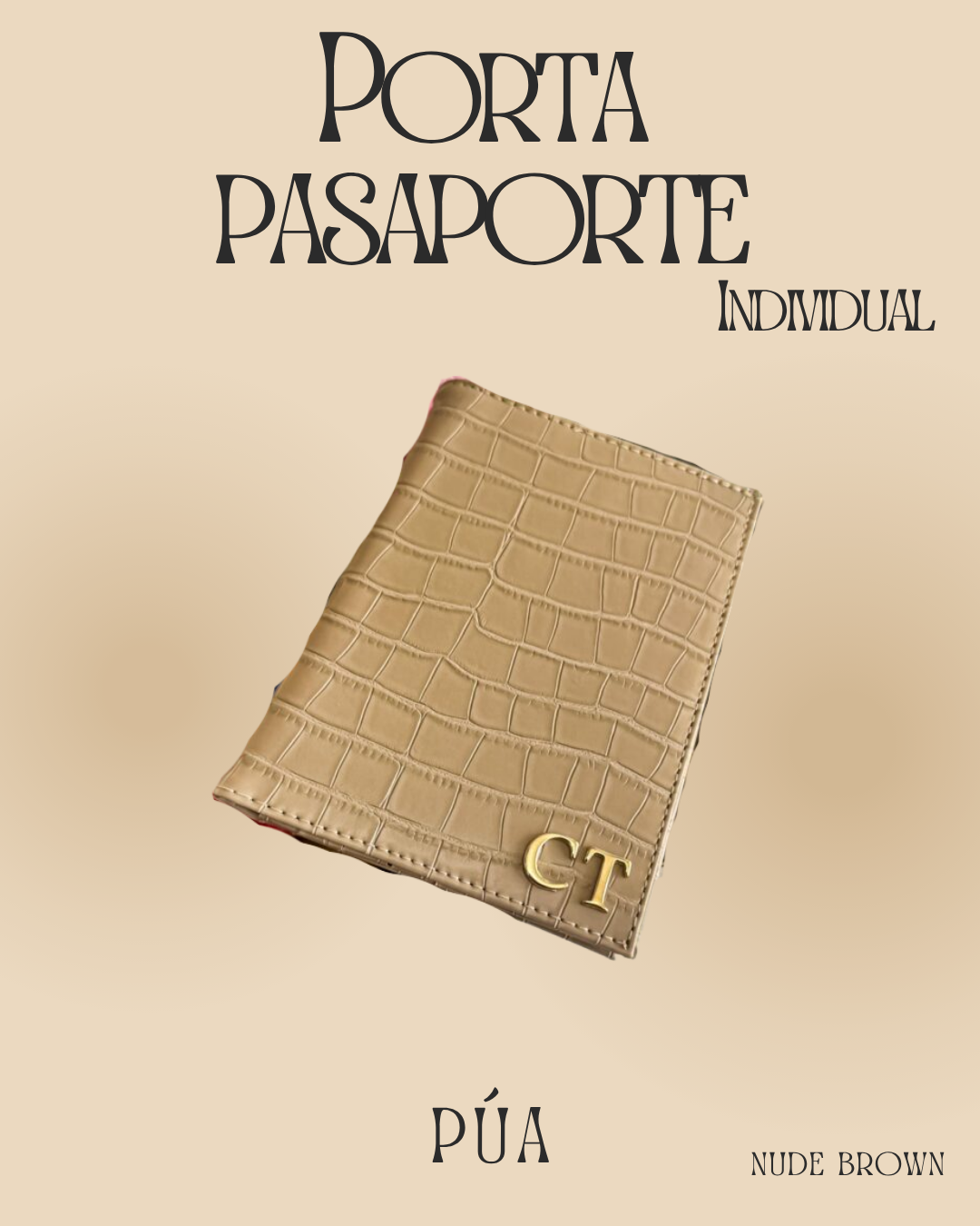 Porta pasaporte Individual Nude Brown