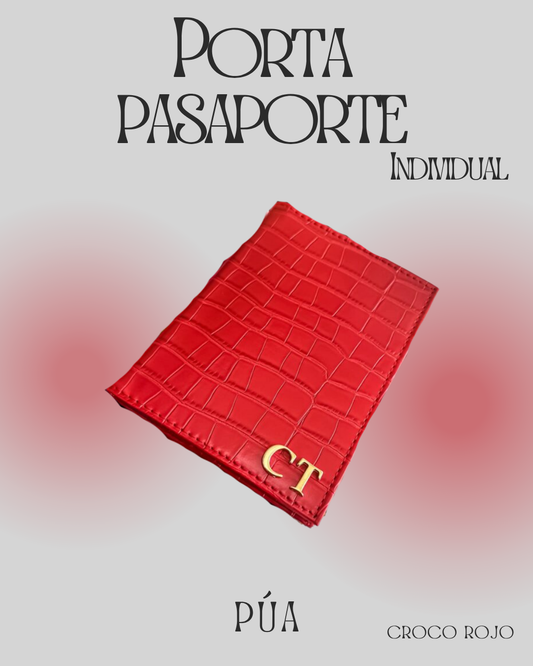 Porta pasaporte Individual Croco Rojo