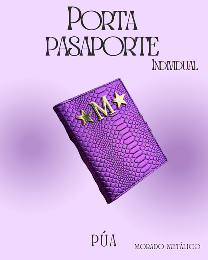 Porta pasaporte Individual Morado Metálico