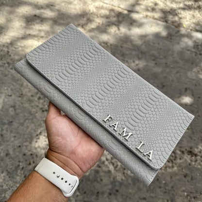 Porta Pasaporte Familiar Gris