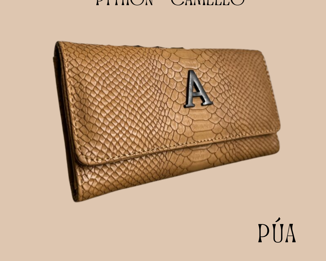 Cartera Python Camello