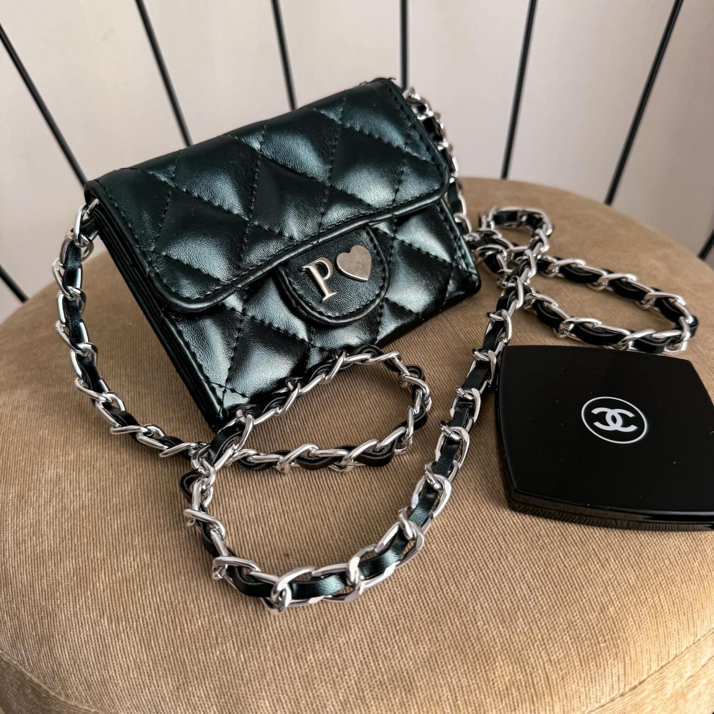 Camila Verde Obscuro Cadena Plata