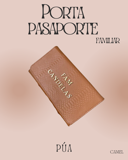 Porta Pasaporte Familiar Camel