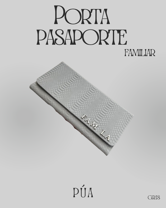 Porta Pasaporte Familiar Gris