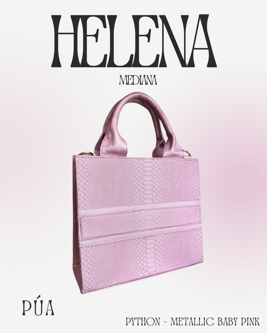 Helena Python Metallic Baby Pink - TOTE Mediana