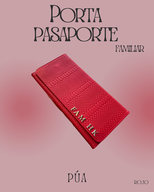 Porta Pasaporte Familiar Rojo