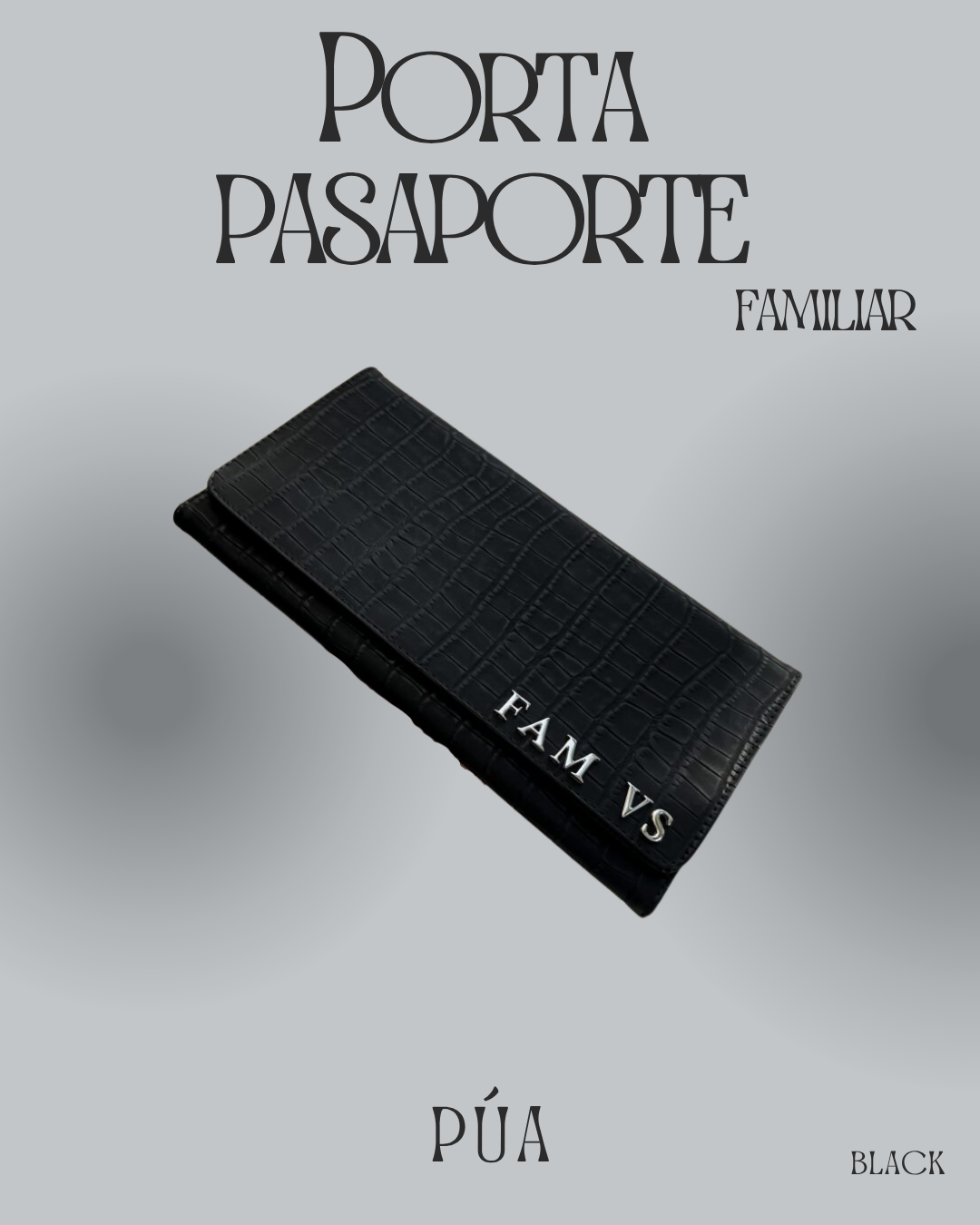 Porta Pasaporte Familiar Black
