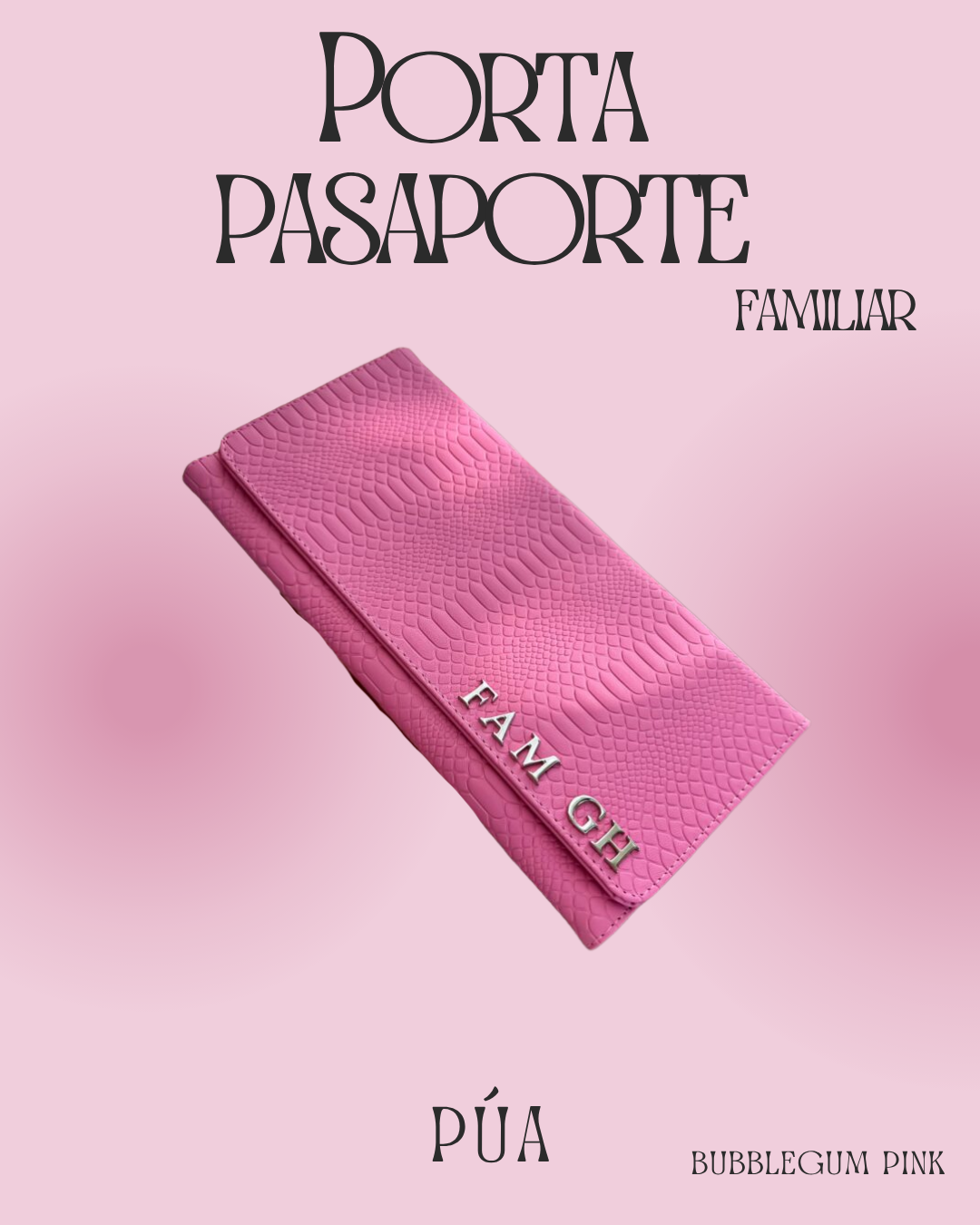 Porta Pasaporte Familiar Bubblegum Pink
