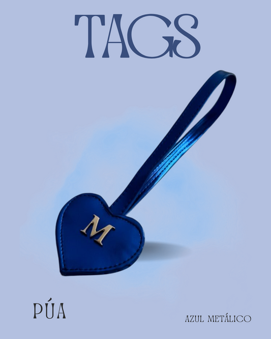 Tag Corazón Azul Metálico