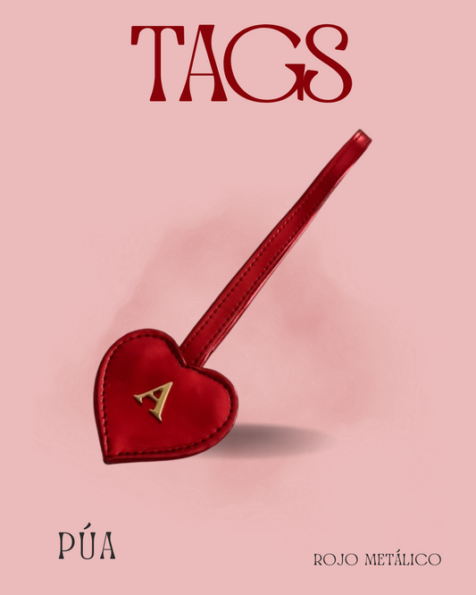 Tag Corazón Rojo Metálico