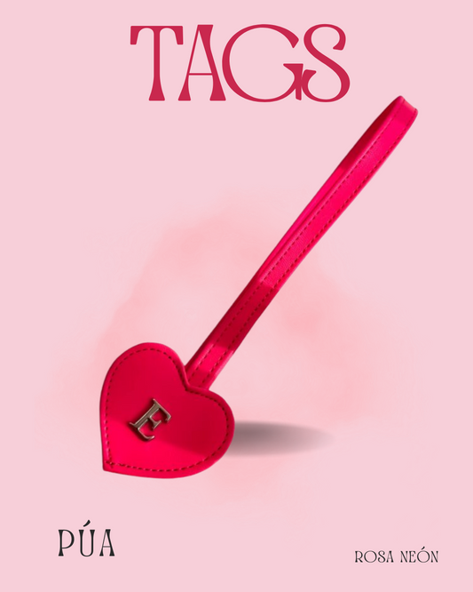 Tag Corazón Rosa Neón