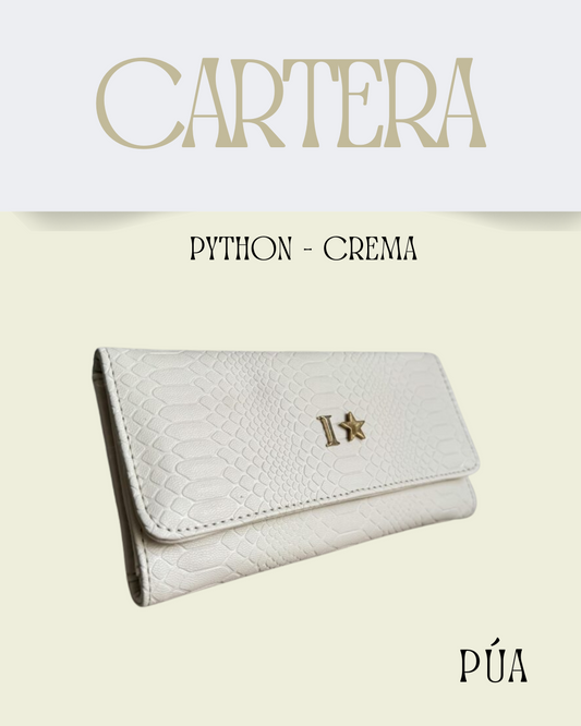 Cartera Python Crema
