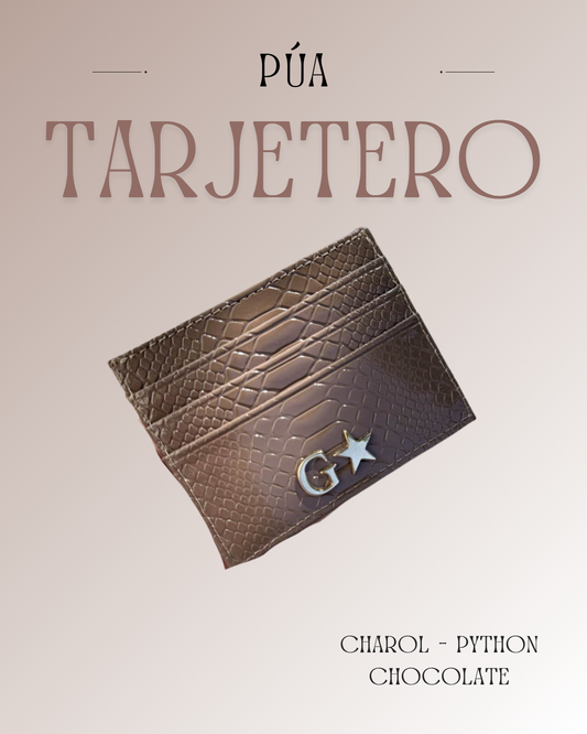 Tarjetero Charol Python Chocolate