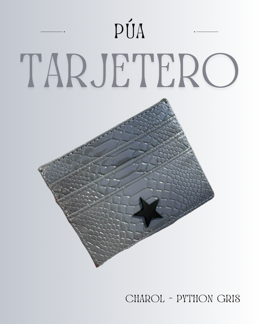 Tarjetero Charol Python Gris