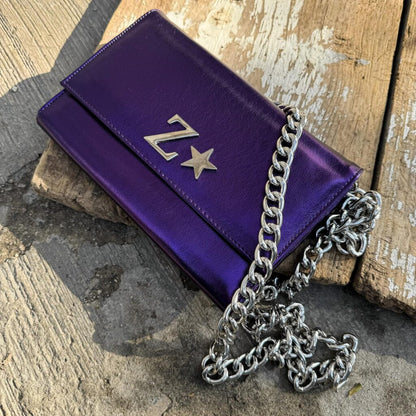 Pamela Shiny Purple Cadena Plata