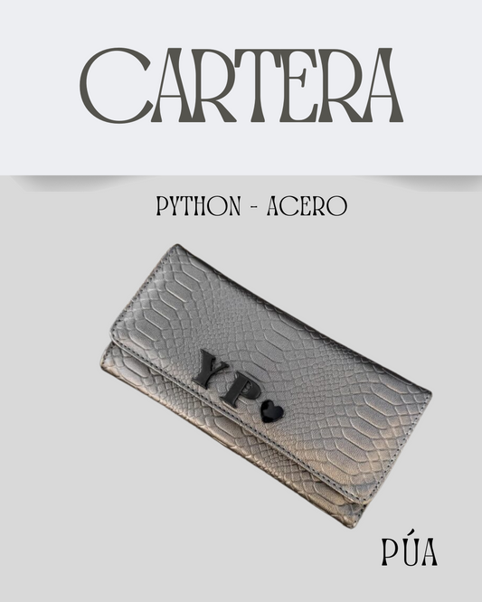 Cartera Python Acero