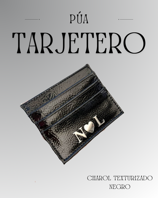 Tarjetero Charol Texturizado Negro