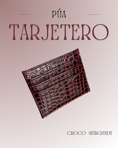 Tarjetero Croco Burgundy