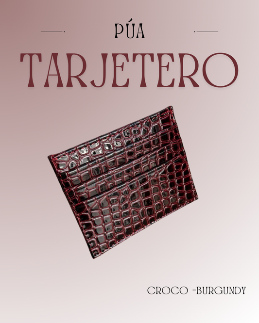 Tarjetero Croco Burgundy